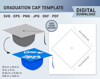 Graduation Cap Template, Graduation Hat Template, Graduate Cap Template, Blank Graduation Cap, Graduation Cap Sublimation, Canva SVG, PNG