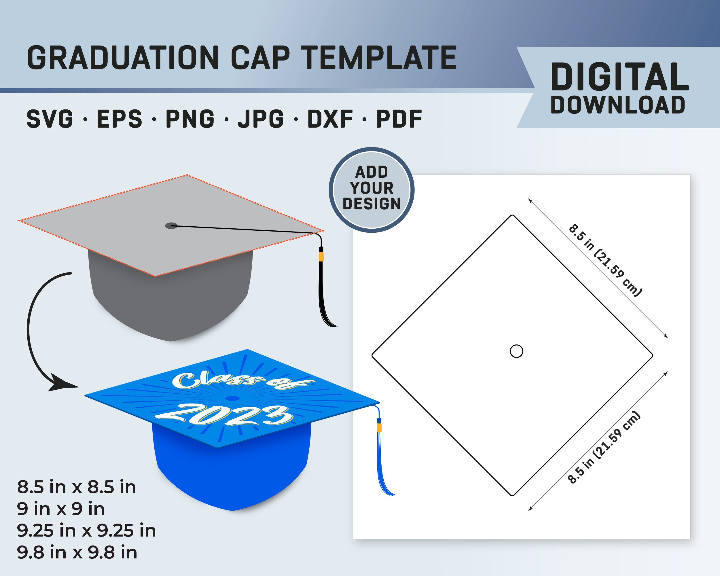 Graduation Cap Template, Graduation Hat Template, Graduate Cap Template,  Blank Graduation Cap, Graduation Cap Sublimation, Canva SVG, PNG 