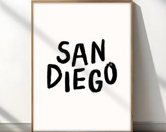 San Diego Poster SD Art California Wall Art San Diego Modern Wall Art SoCal Typography Minimalist Print San Diego Typography Art