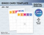 Bingo Template Printable Bingo Card SVG Bingo Card Sheet Bingo Paper Template Bingo Game Template Bingo Night Card, Bingo Game Card SVG