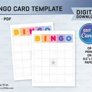 Bingo Template Printable Bingo Card SVG Bingo Card Sheet Bingo Paper Template Bingo Game Template Bingo Night Card, Bingo Game Card SVG