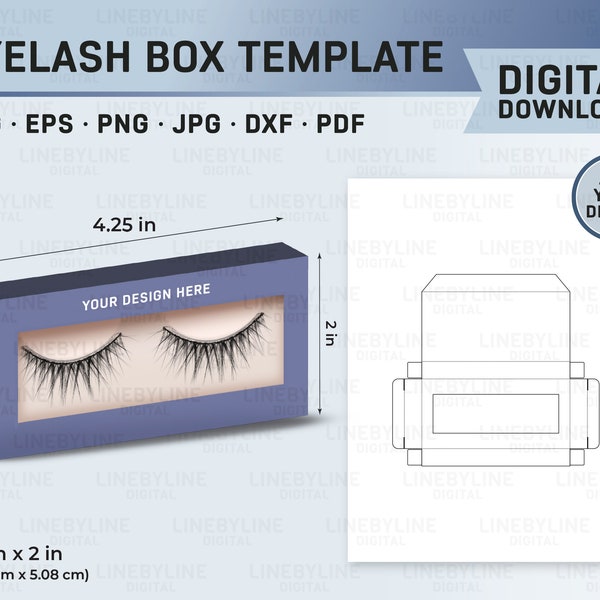 Eyelash Box Template, False Eyelash Box Template, Lash Box Template SVG, Lash Box Sublimation, Lash Box Canva, Custom Eyelash Box, Blank Box