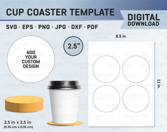 Cup Coaster Template, Mug Coaster Template, Car Cup Coaster Template, Custom Coaster Template, 2.5" Coaster Template, Round Coaster Template