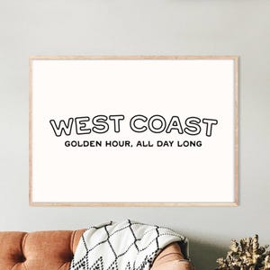 Stampa della costa occidentale, arte murale della costa occidentale, arte murale costiera, arredamento per la casa in California, regalo di inaugurazione della casa, costa dorata della costa occidentale, arte retrò stampabile