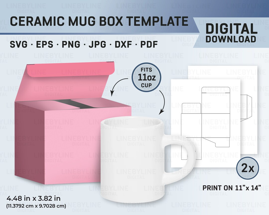 Mug Box Template, 11oz Mug Box, Mug Box Sublimation, Mug Box Canva