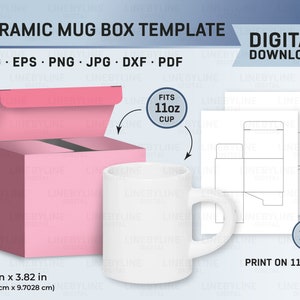 Mug Box Template, 11oz Mug Box, Mug Box Sublimation, Mug Box Canva, Blank Mug Box, Coffee Mug Gift Box, 11oz Mug Box, Coffee Mug Box