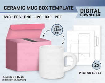 Mug Box Template, 11oz Mug Box, Mug Box Sublimation, Mug Box Canva, Blank Mug Box, Coffee Mug Gift Box, 11oz Mug Box, Coffee Mug Box
