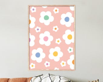 Daisy Poster Floral Wall Art Printable Poster Modern Home Decor Print Living Room Art Minimal Wedding Poster Baby Shower Decor