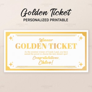 Golden Ticket, Golden Ticket Papier, Golden Ticket Vorlage, Siegerticket SVG, Golden Ticket SVG, Spiel Sieger druckbar, Hauptgewinner