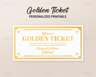 Golden Ticket, Golden Ticket Paper, Golden Ticket Template, Winning Ticket SVG, Golden Ticket SVG, Game Winner Printable, Grand Prize Winner