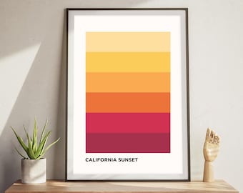 Sunset Poster California Print SoCal Sunset Poster, California Sunset Wall Art, San Diego Sunset Modern Wall Art Coastal Home Decor