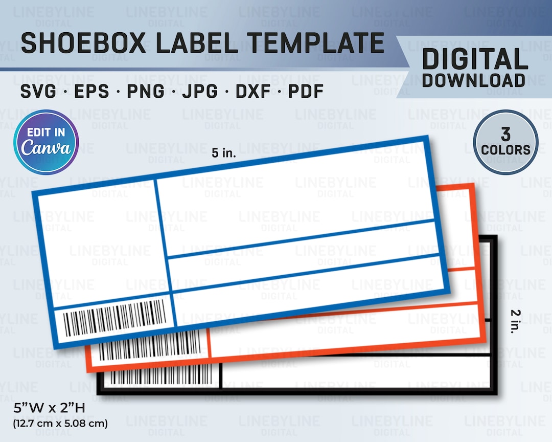 Shoe Box Label Template, Shoe Box Label, Custom Shoebox Label, Blank