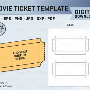 Filmticket Vorlage, Riesen-Filmticket, Event Ticket Stub, Ticket Stub Vorlage, Ticket Stub, Event Ticket SVG, Movie Ticket Einladung
