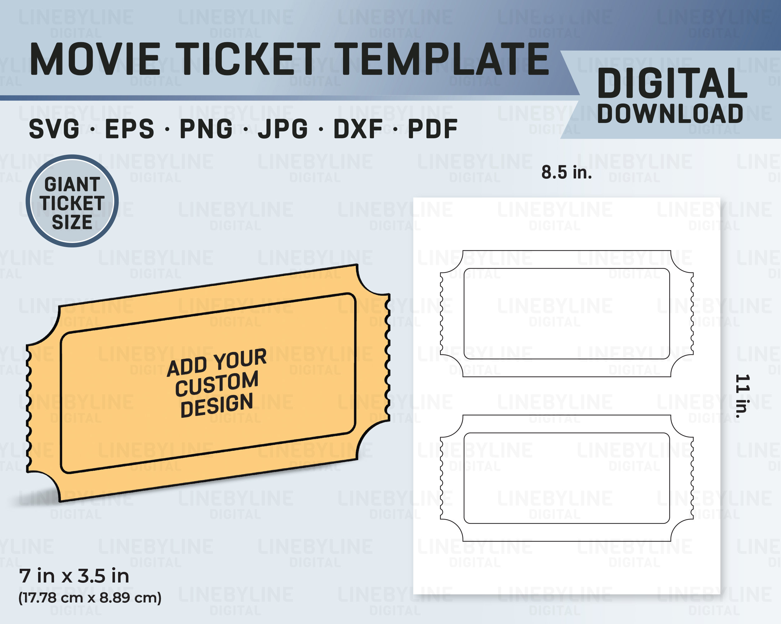 Movie Ticket Template Giant Movie Ticket Event Ticket Stub Etsy