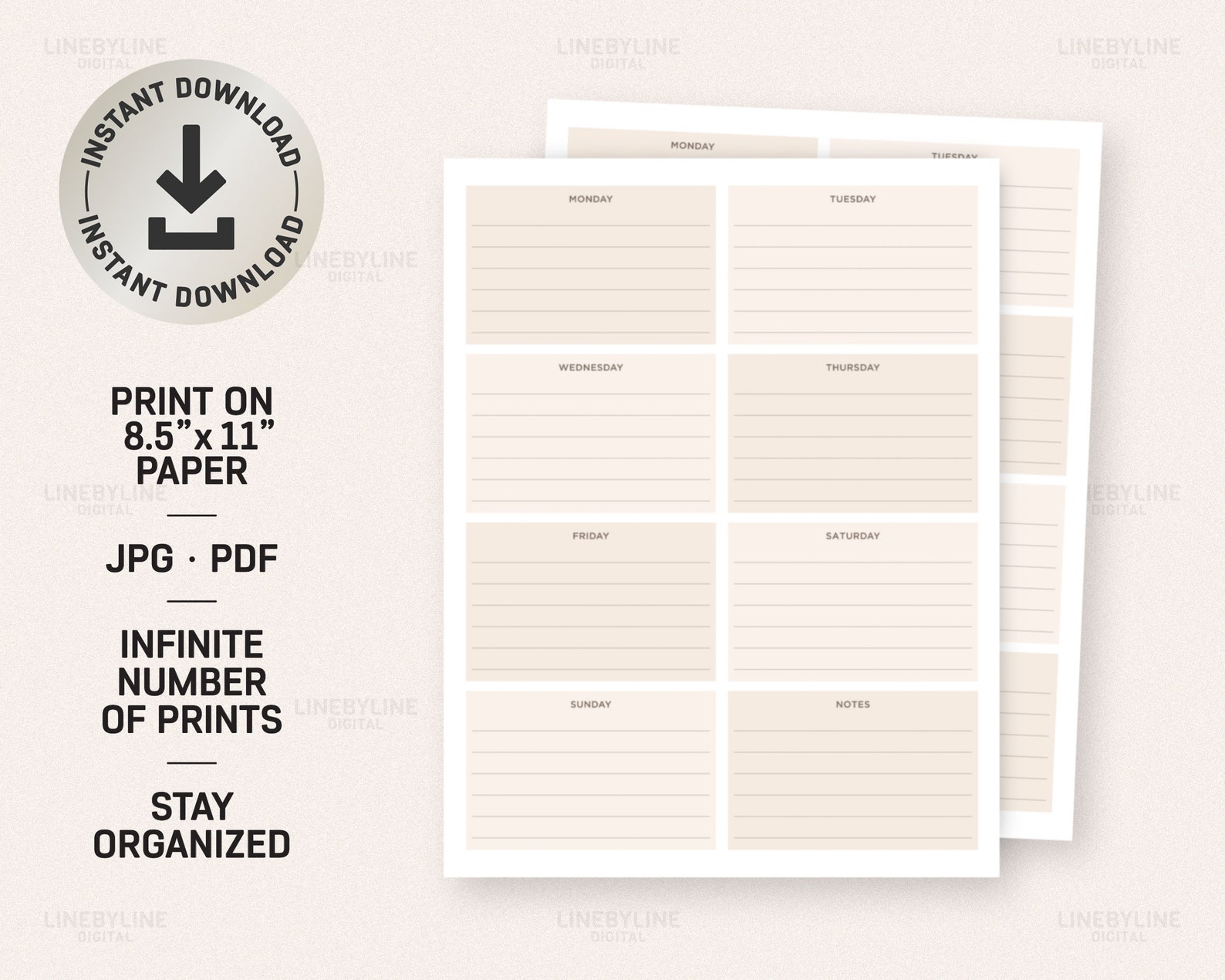 Daily Notes Template Weekly Notes, Note Taking Printable, Printable ...