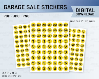 Garage Sale Stickers, Sale Stickers, Price Tag Stickers, Circle Stickers, Garage Sale Labels, Printable Sale Labels Printable Sale Labels 1"