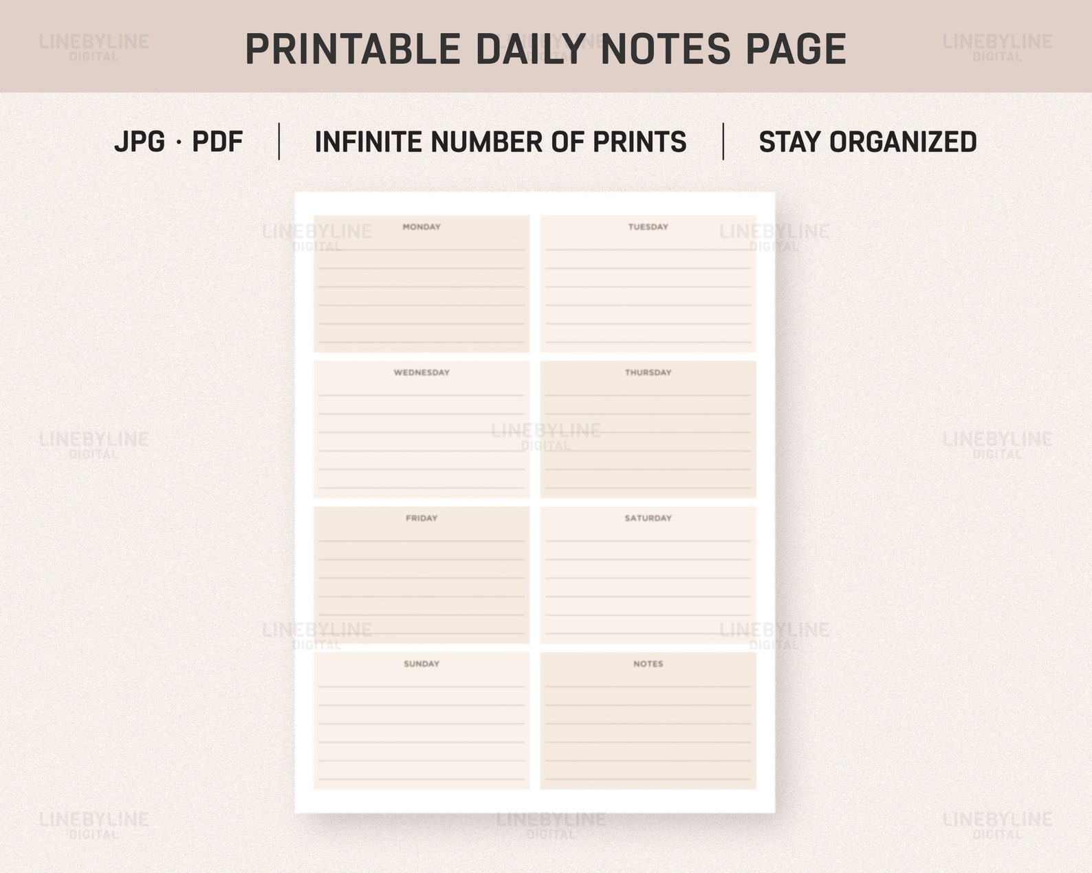 Daily Notes Template Weekly Notes, Note Taking Printable, Printable ...