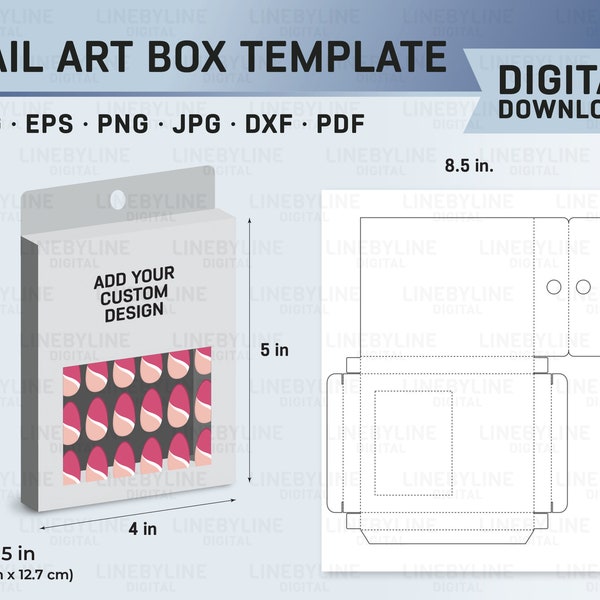Nail Box Template, Acrylic Nail Box Template, Nail Template, Nail Box Template Printable, Blank Nail Box, Faux Nail Box Template, Nail Box