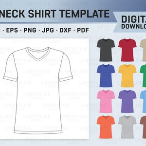 V-neck Shirt Template, T-shirt Template, All Over T-shirt, Shirt ...
