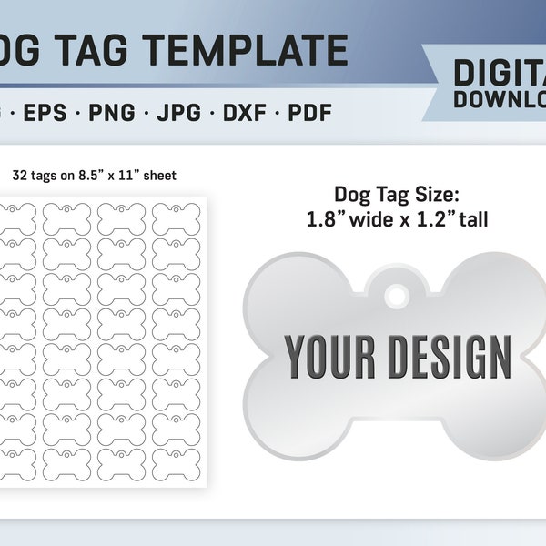 Dog Tag Template, Bone Tag Template, Bone Keychain Tag, Bone Template, Dog Bone Canva, Dog Collar Tag, Dog Bone Sublimation