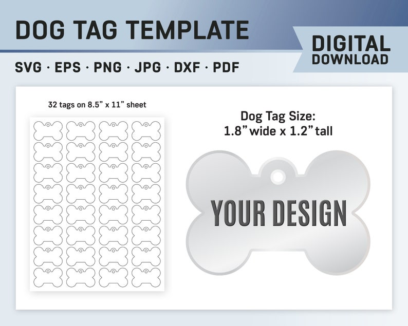 Dog Tag Template Bone Tag Template Bone Keychain Tag Bone Template