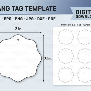 Scallop Gift Tag Template SVG, Hang Tag Template, Blank Gift Tag Template, Gift Tag SVG, Gift ...