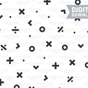 Mathemuster, Rapportmuster, Mathe Tapete, Mathe Symbole, Schul Tapetenmuster, Klassenzimmer Dekor - Digitaler Download, Sofort Download