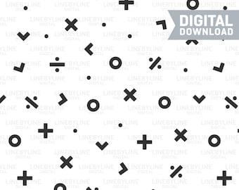 Math Pattern, Repeat Pattern, Math Wallpaper, Math Symbols, School Wallpaper Pattern, Classroom Decor - Digital Download, Instant Download