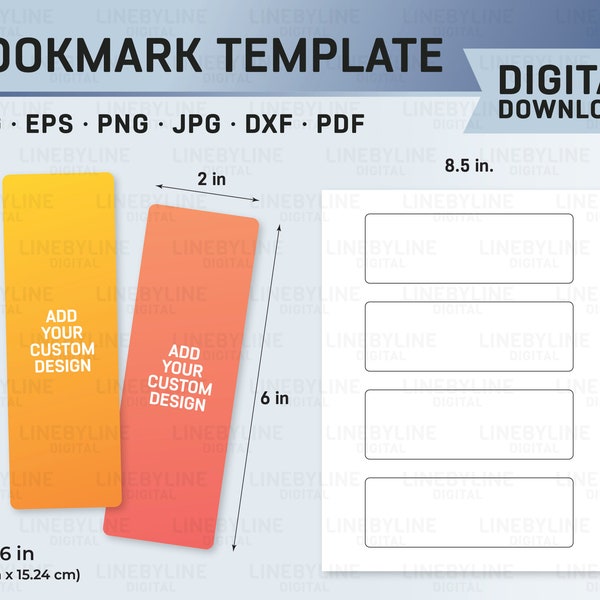 Bookmark Template, Bookmark Template SVG, Blank Bookmark, Bookmark Printable Template, Bookmark EPS, White Bookmark, Bookmark Sheet