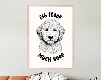 Big Floof Much Boop Poster, Doodle Dog Portrait, Doodle Poster, Funny Dog Poster, Dog Wall Art, Cute Pet Line Art Hand Drawn Dog Mom Gift
