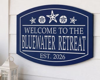 Starfish Beach House Sign: Custom Weatherproof PVC Nautical Sign, Seaside Cottage Decor