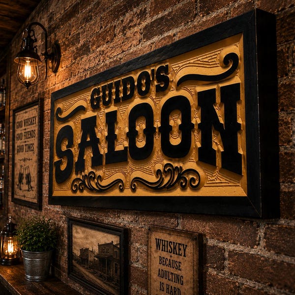 Custom Saloon Sign, Carved Cedar Western Bar Sign, Rustic Cowboy Wedding and Man Cave Decor