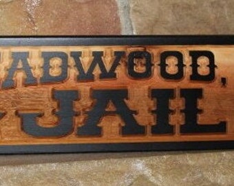 Western Cowboy Décor Custom Bar Signs / Large Rustic Western Jail Sign / Personalized Home Bar Décor Western Wedding Wild West Town Sign