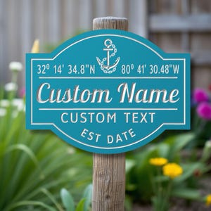 Personalized Nautical House Sign – Custom Carved PVC Outdoor Sign with Anchor Design – Beach House Name Sign – Coastal Decor Gift