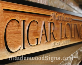 Personalized Cigar Lounge Wedding Bar Sign / Custom Last Name Sign / Custom Bar Sign Wood Wall Art / Boyfriend Gift for Him