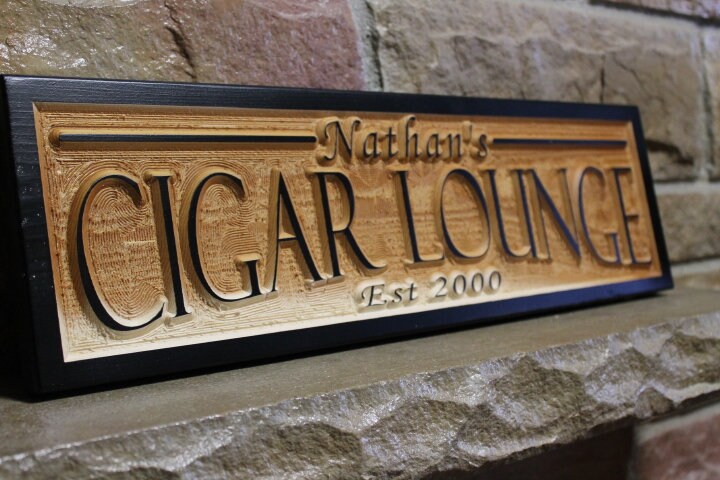 Personalized cigar lounge sign custom wood signs bar rustic | Etsy