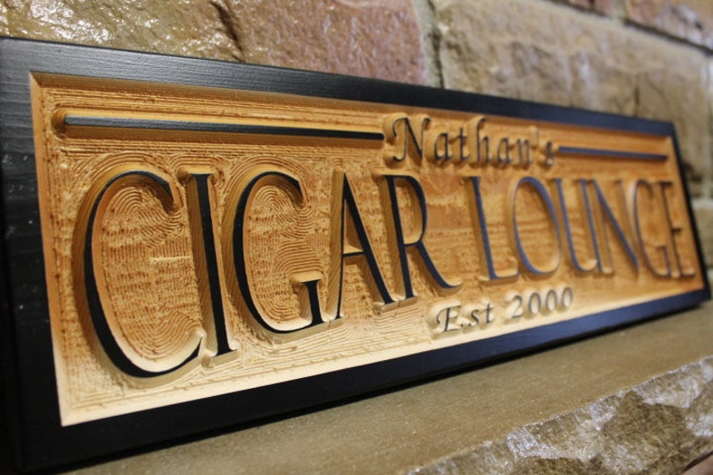 rustic wedding decor personalized cigar lounge sign smoking room decor groomsmen gift last name sign custom bar sign