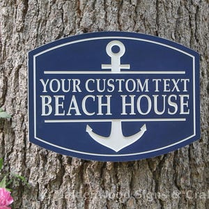 Airbnb Welcome Sign / Weatherproof PVC Sign / Anchor Beach House Sign / Customizable Driveway Entrance Signs / Outdoor Name Cabin Lake House