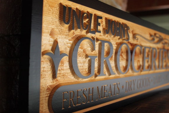 Old Fashioned Grocery Sign Pantry Sign Rustic Kitchen Wall Etsy