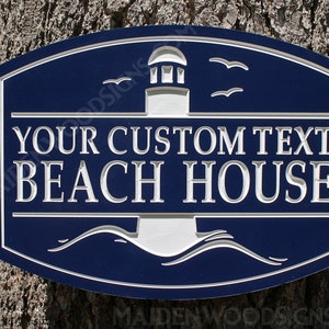 Customizable Lighthouse Airbnb Welcome Beach House Sign / PVC CNC Weatherproof Exterior Outdoor Signs / Lake House Driveway Sign