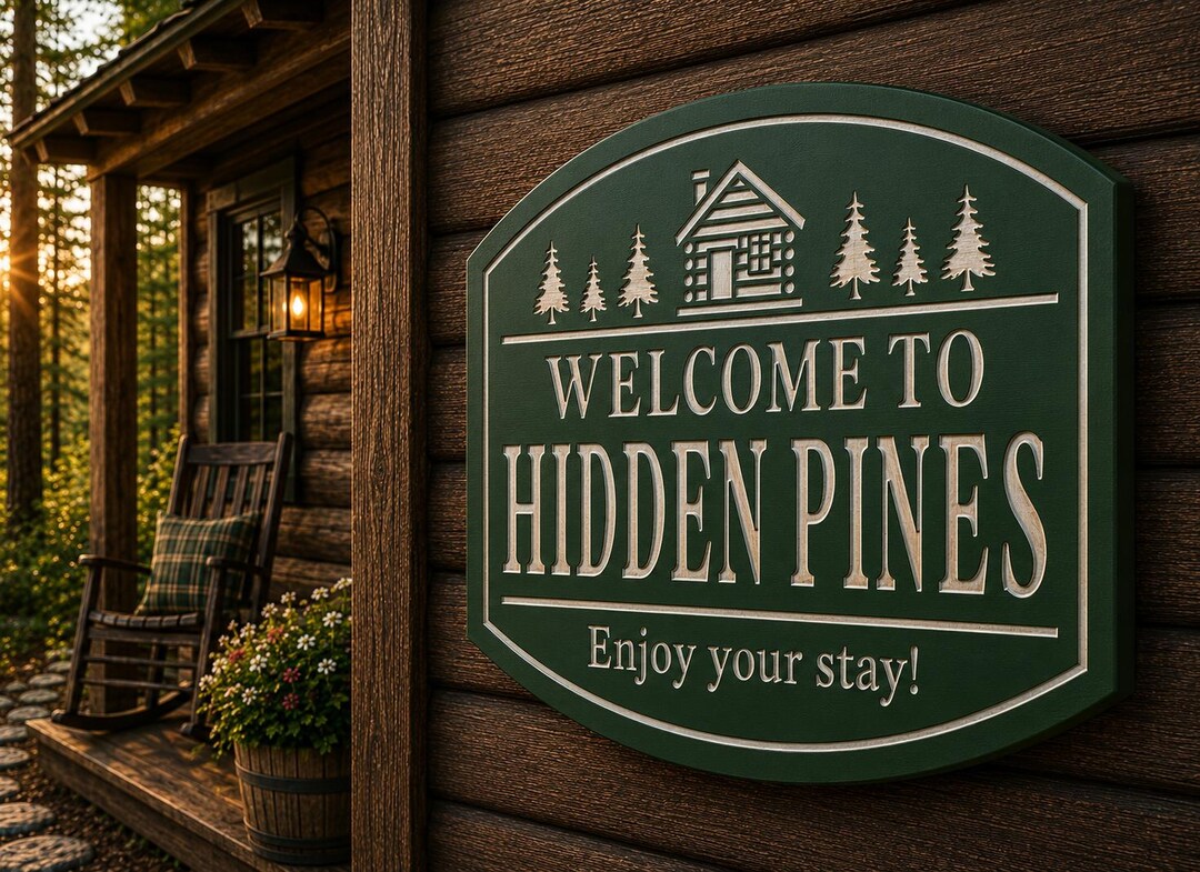 Forest Cabin Sign: Custom PVC Lodge Sign, Rustic Outdoor Cabin Entrance ...