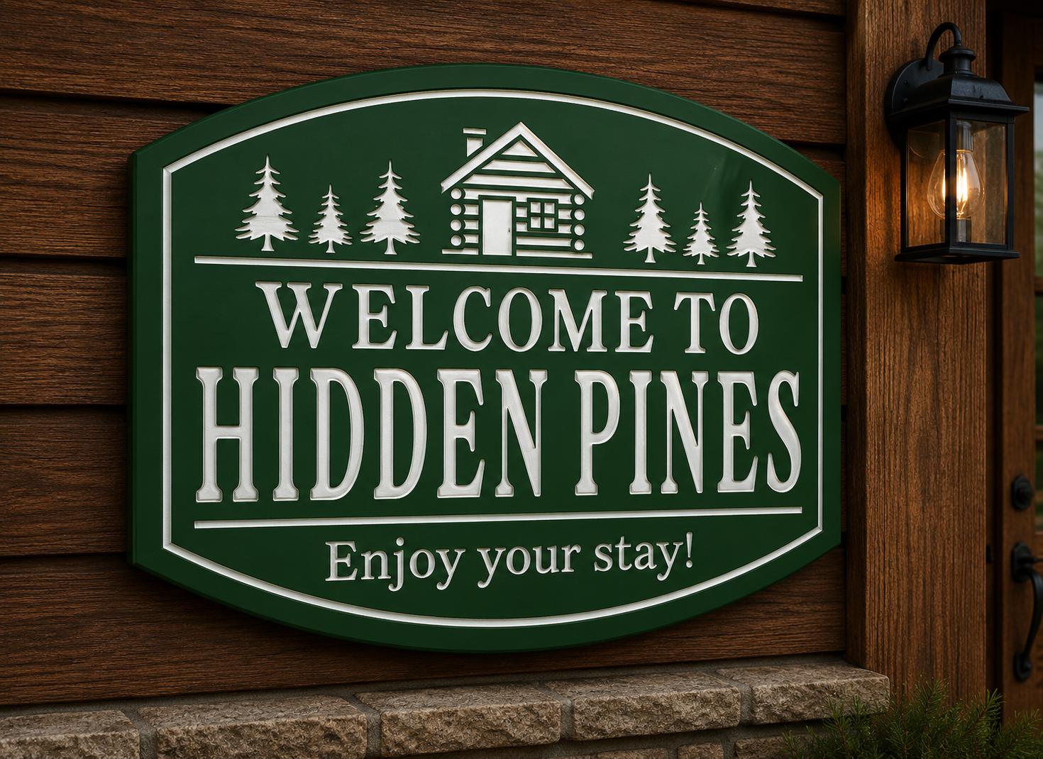 Forest Cabin Sign: Custom PVC Lodge Sign, Rustic Outdoor Cabin Entrance ...