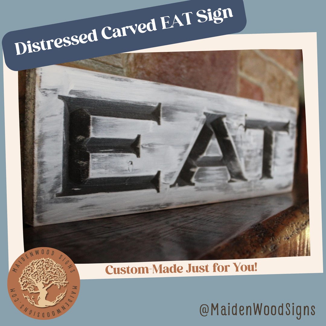 Rustic Eat Sign / Carved Wooden Country Farmhouse Kitchen Fixer Upper ...