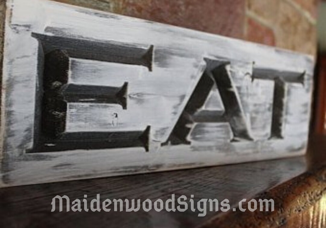 Rustic Eat Sign / Carved Wooden Country Farmhouse Kitchen Fixer Upper ...