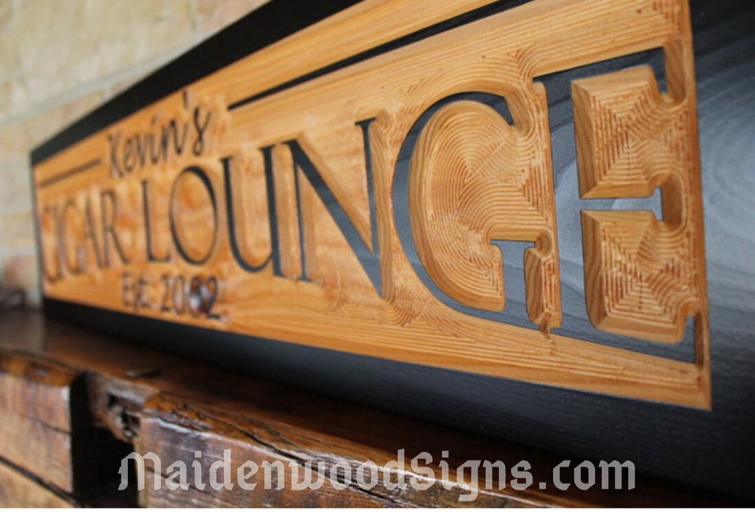 Personalized Cigar Lounge Sign / Custom Bar Sign Rustic Wedding Decor ...