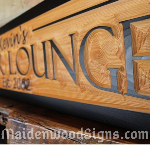 Large Custom Last Name Bar Sign / Man Cave Sign Cigar Smoker Gift / Outdoor Wedding Bar Sign Smoke Room Décor Lounge Sign