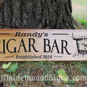 Custom Cigar Bar Last Name Sign / Personalized Home Basement Bar Sign Man Cave Décor / Wedding Bar Sign Cigar Lover Gift