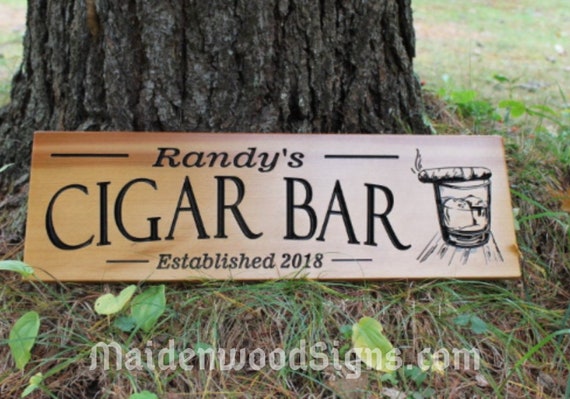 Cigar Bar Sign Custom Name Sign Wood Wall Art Boyfriend Etsy
