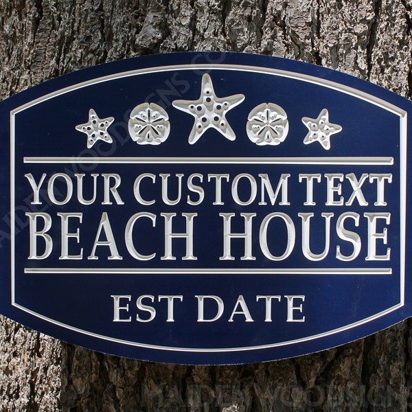 Customizable Outdoor Name Beach House Cottage Airbnb Welcome Sign / Weatherproof Nautical Seaside Starfish Cabin Driveway PVC House Sign