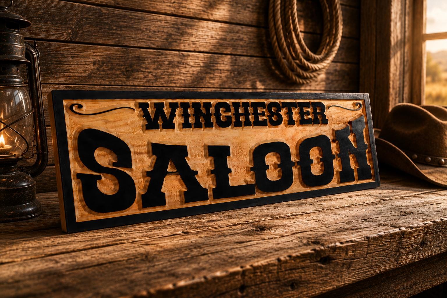 Custom Saloon Sign, Carved Cedar Western Bar Sign, Rustic Old West